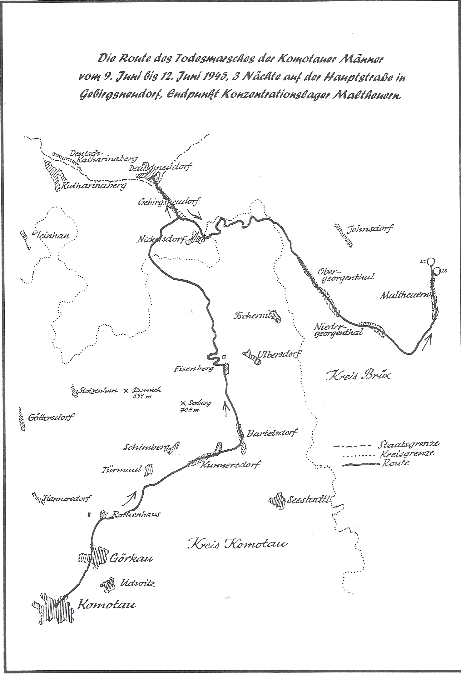 Der Todesmarsch der mnnlichen Einwohner von Komotau