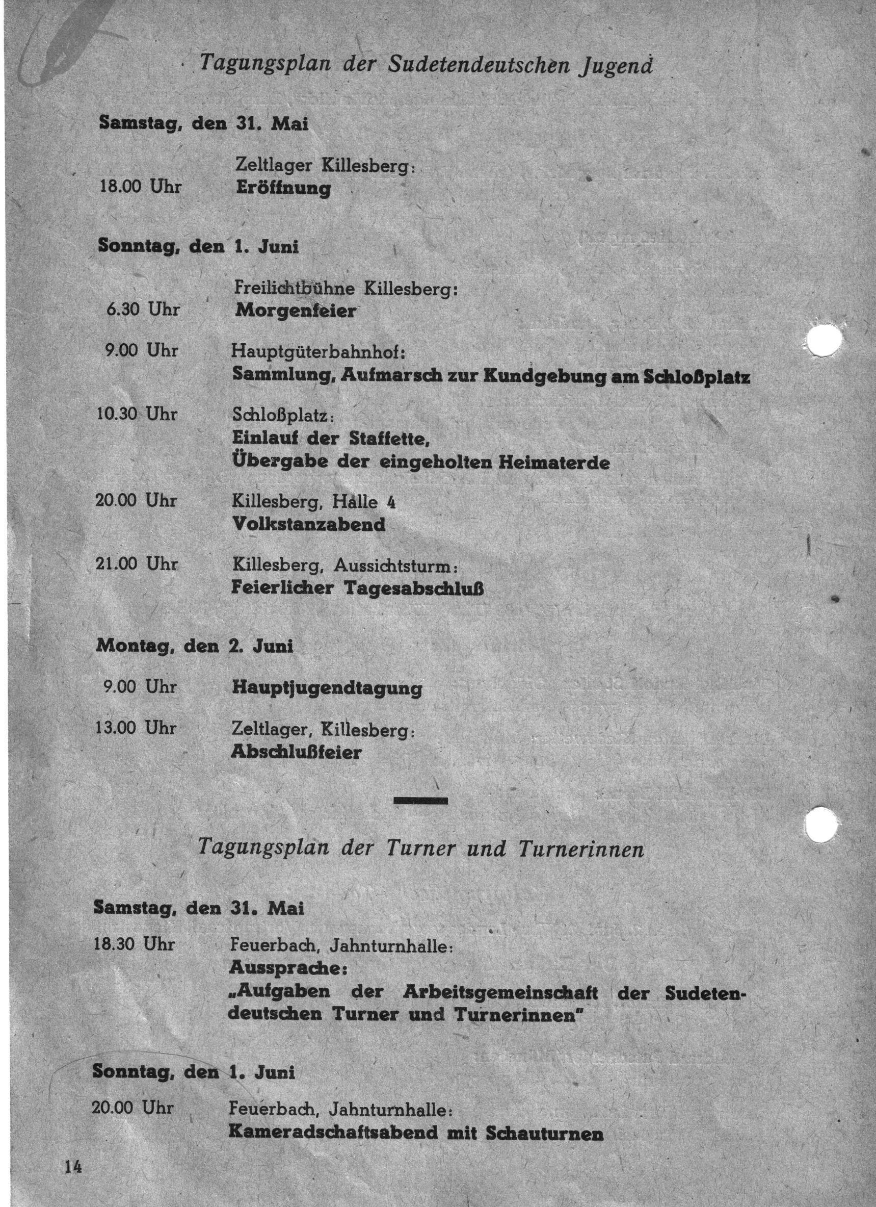 Tagungsplan der SdJ