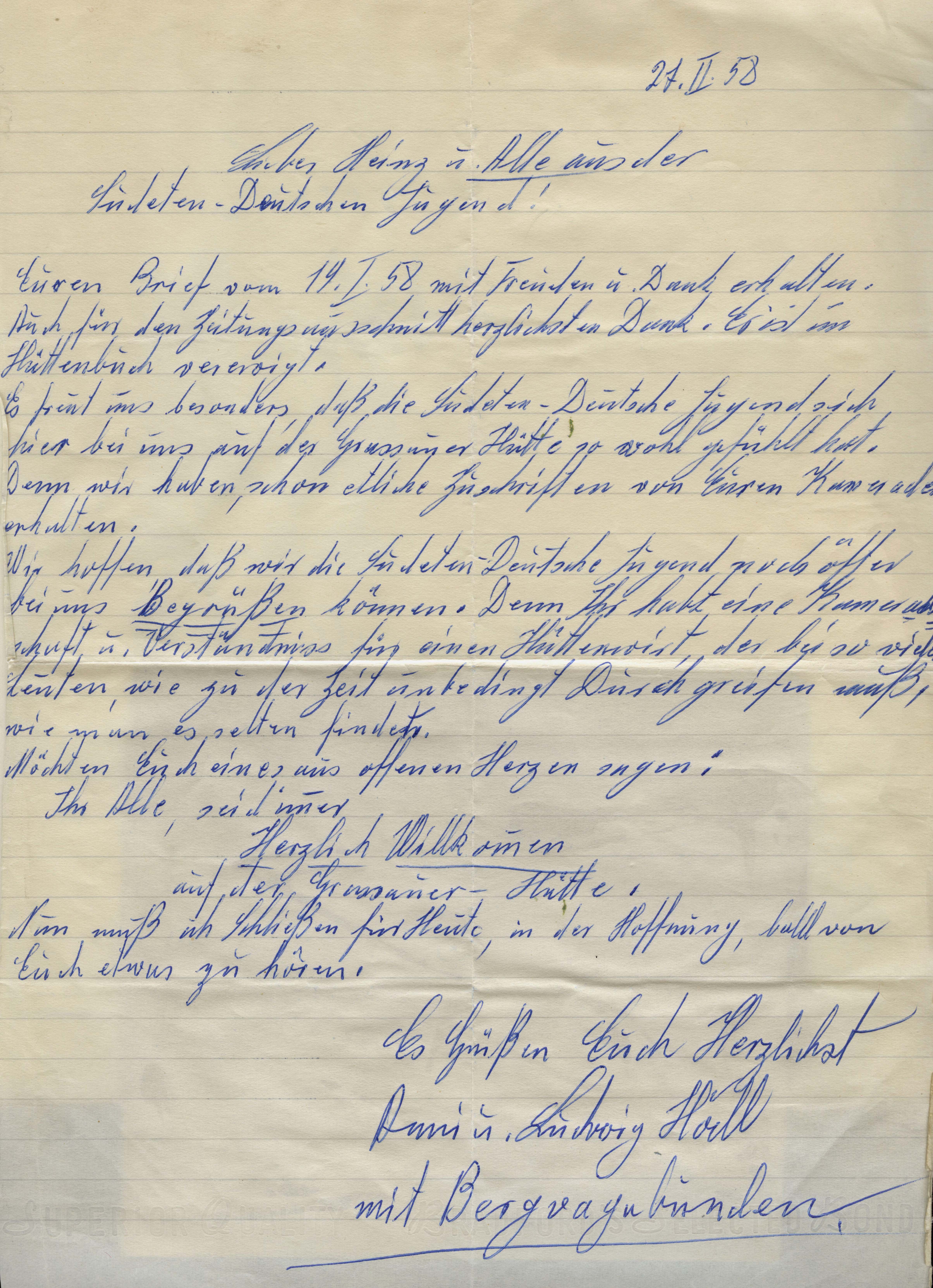 Brief des Httemwirts